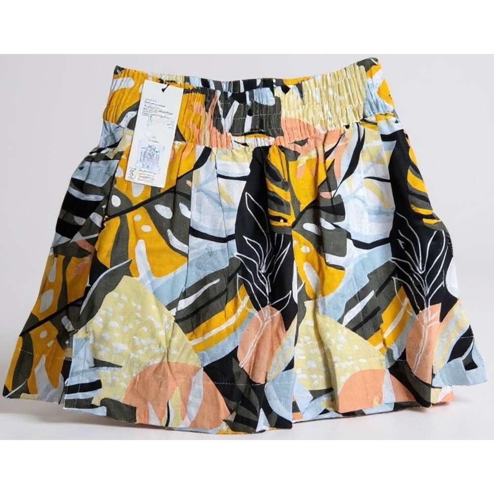 NWT CALIA Inverted Pleat Pull On‎ Short Floral Multi Palm Swim Coverup XXS